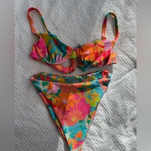 Skatie Flamingo Bikini Top Small Bottom Medium